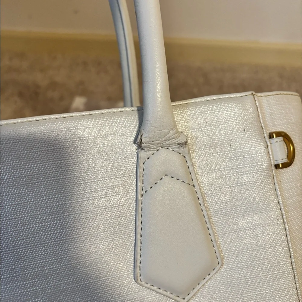 Dagne Dover Classic Signature Tote in White Canvas - Picture 12 of 16
